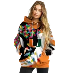 personalized miami hurricanes puzzle pieces orange hoodie best selling