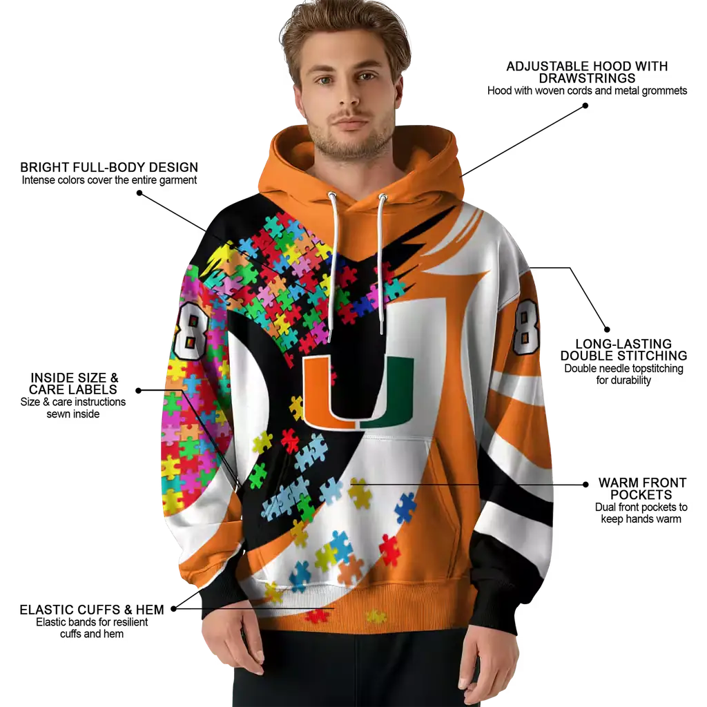 personalized miami hurricanes puzzle pieces orange hoodie latest model personalized miami hurricanes puzzle pieces orange hoodie latest model