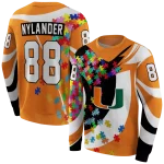 personalized miami hurricanes puzzle pieces orange hoodie best selling