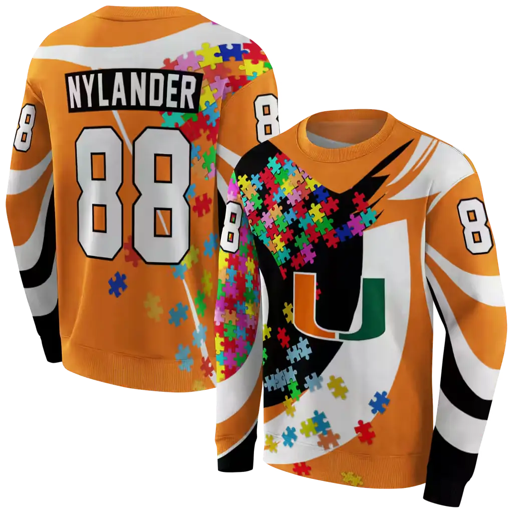 personalized miami hurricanes puzzle pieces orange hoodie premium grade personalized miami hurricanes puzzle pieces orange hoodie premium grade