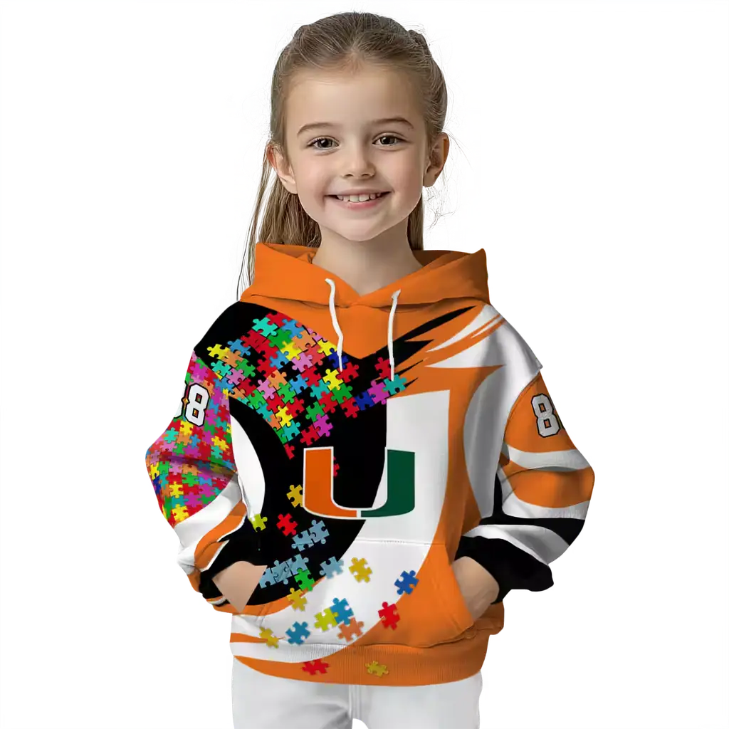 personalized miami hurricanes puzzle pieces orange hoodie top rated personalized miami hurricanes puzzle pieces orange hoodie top rated