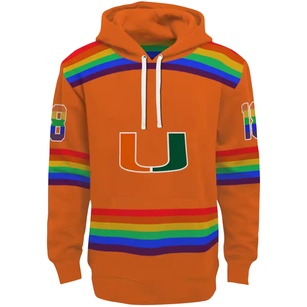personalized miami hurricanes rainbow stripes orange hoodie best selling personalized miami hurricanes rainbow stripes orange hoodie best selling