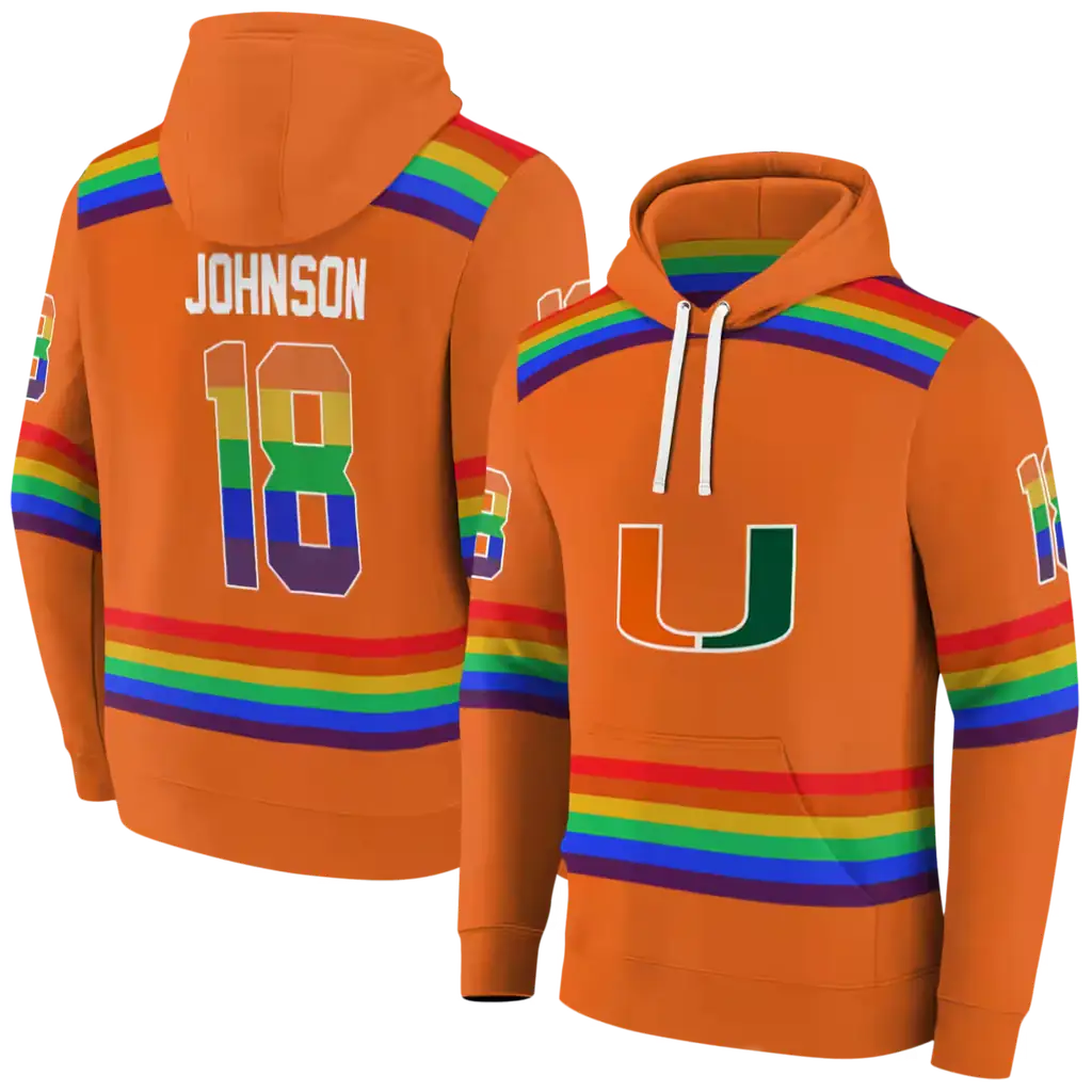 personalized miami hurricanes rainbow stripes orange hoodie fashion forward personalized miami hurricanes rainbow stripes orange hoodie fashion forward