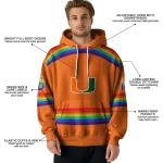 personalized miami hurricanes rainbow stripes orange hoodie best selling