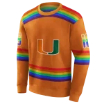 personalized miami hurricanes rainbow stripes orange hoodie best selling