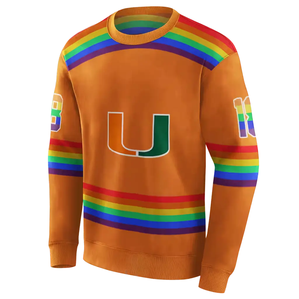 personalized miami hurricanes rainbow stripes orange hoodie new arrival personalized miami hurricanes rainbow stripes orange hoodie new arrival