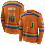 personalized miami hurricanes rainbow stripes orange hoodie best selling