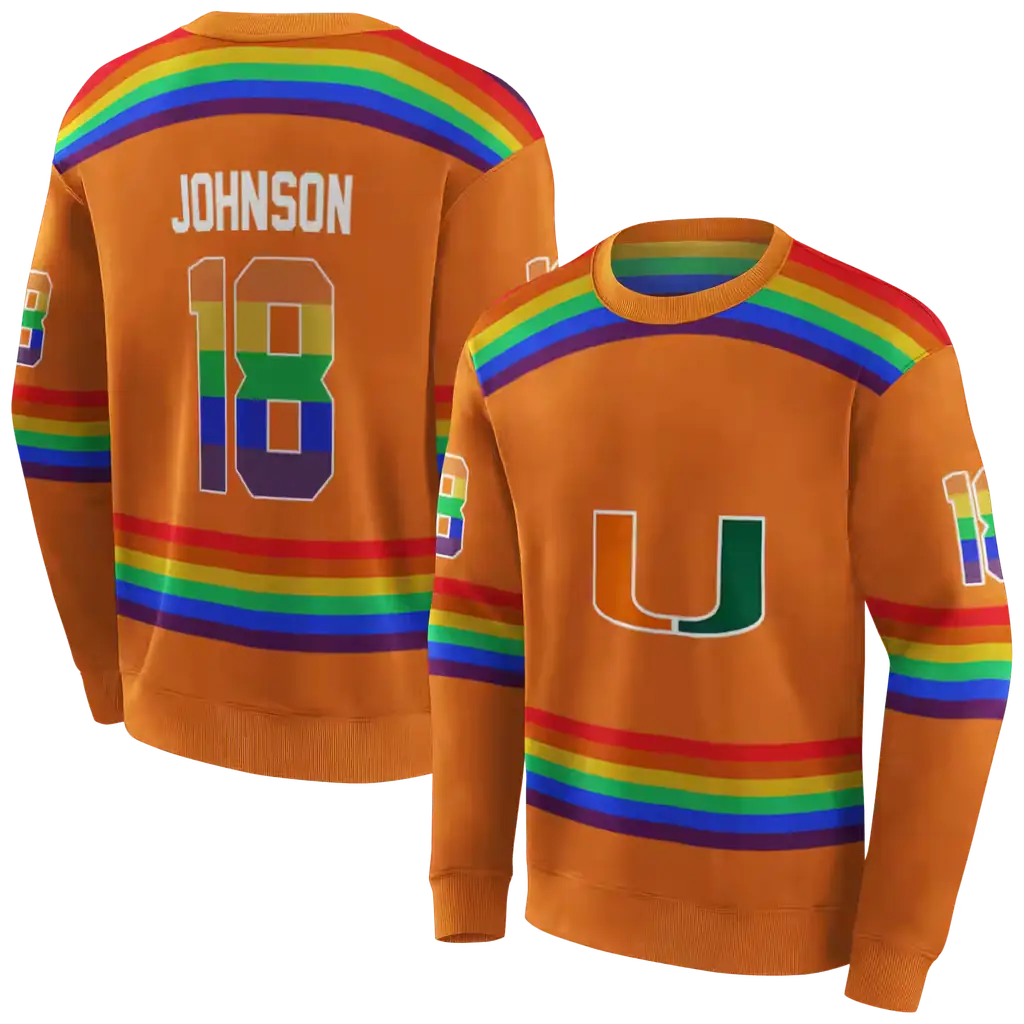 personalized miami hurricanes rainbow stripes orange hoodie premium grade personalized miami hurricanes rainbow stripes orange hoodie premium grade