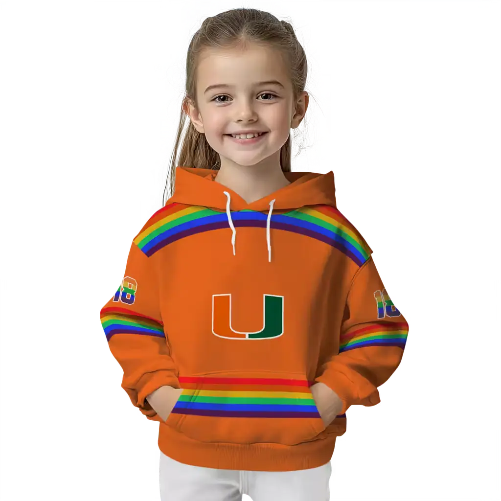 personalized miami hurricanes rainbow stripes orange hoodie top rated personalized miami hurricanes rainbow stripes orange hoodie top rated