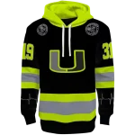 personalized miami hurricanes safety motif black neon green hoodie best selling
