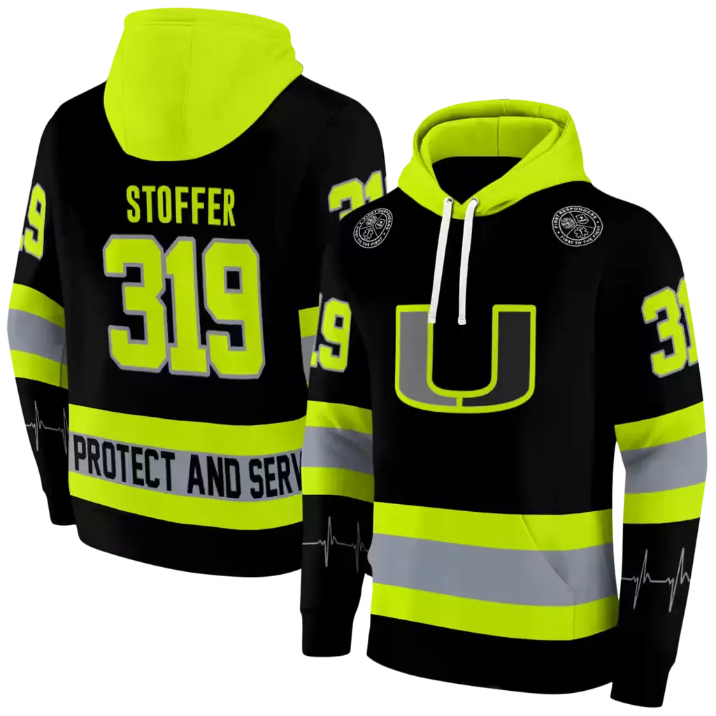 personalized miami hurricanes safety motif black neon green hoodie fashion forward personalized miami hurricanes safety motif black neon green hoodie fashion forward