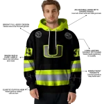 personalized miami hurricanes safety motif black neon green hoodie best selling