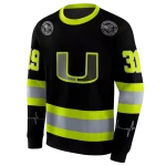 personalized miami hurricanes safety motif black neon green hoodie best selling