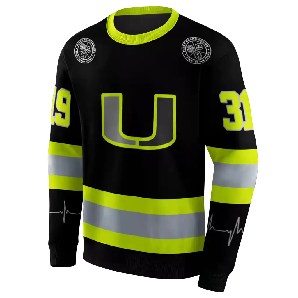 personalized miami hurricanes safety motif black neon green hoodie new arrival personalized miami hurricanes safety motif black neon green hoodie new arrival