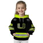 personalized miami hurricanes safety motif black neon green hoodie best selling