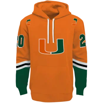 personalized miami hurricanes striped sleeves orange hoodie best selling