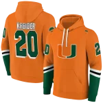 personalized miami hurricanes striped sleeves orange hoodie best selling