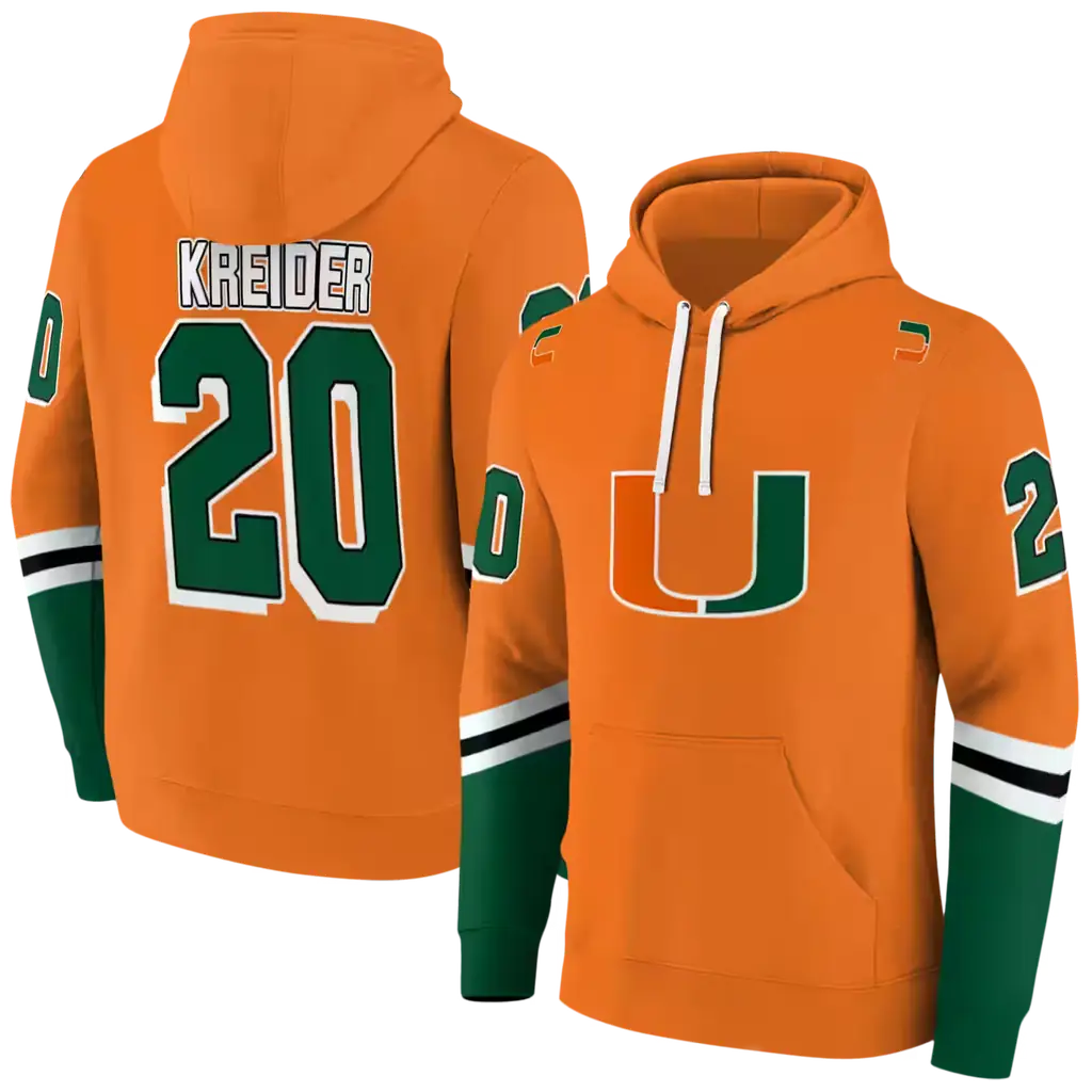 personalized miami hurricanes striped sleeves orange hoodie fashion forward personalized miami hurricanes striped sleeves orange hoodie fashion forward