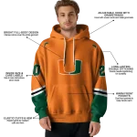 personalized miami hurricanes striped sleeves orange hoodie best selling