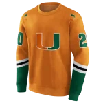 personalized miami hurricanes striped sleeves orange hoodie best selling