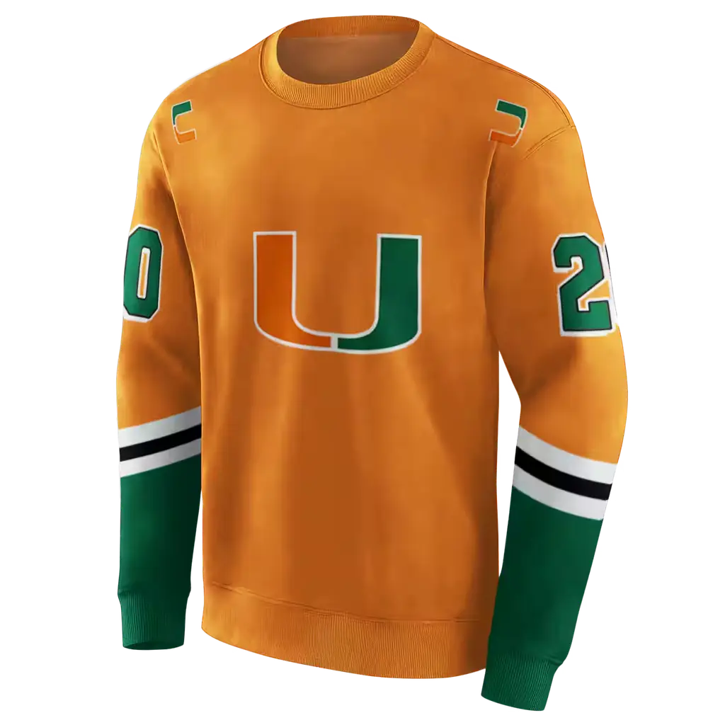 personalized miami hurricanes striped sleeves orange hoodie new arrival personalized miami hurricanes striped sleeves orange hoodie new arrival