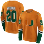 personalized miami hurricanes striped sleeves orange hoodie best selling