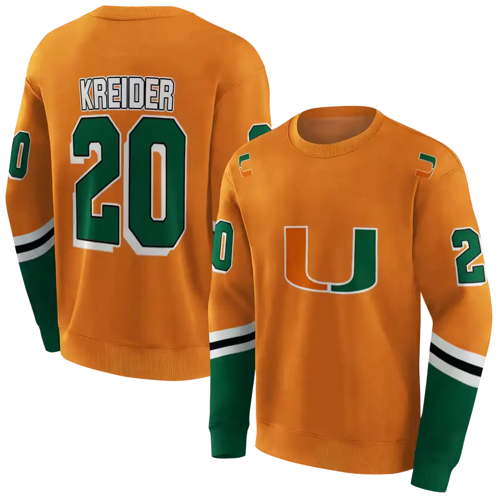 personalized miami hurricanes striped sleeves orange hoodie premium grade personalized miami hurricanes striped sleeves orange hoodie premium grade