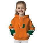 personalized miami hurricanes striped sleeves orange hoodie best selling