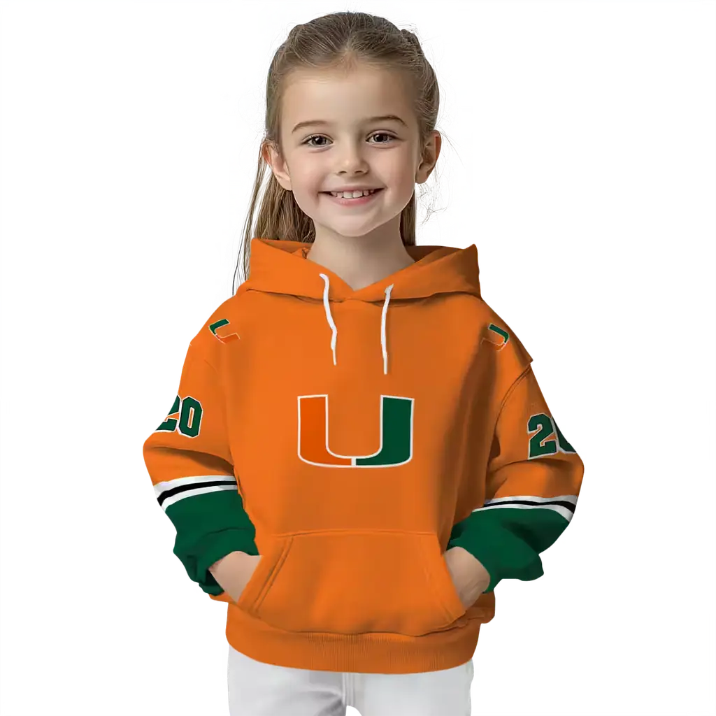 personalized miami hurricanes striped sleeves orange hoodie top rated personalized miami hurricanes striped sleeves orange hoodie top rated