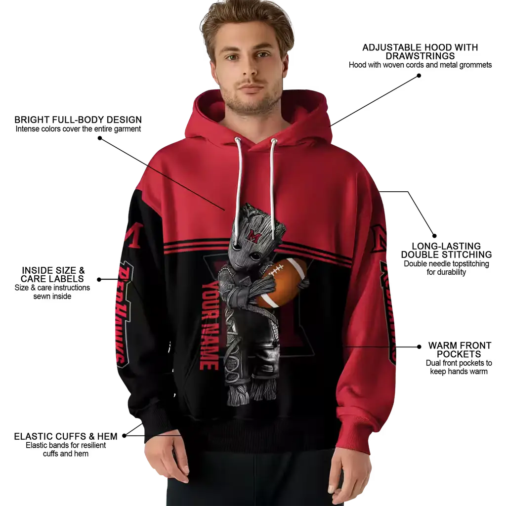 personalized miami redhawks baby groot red black hoodie latest model personalized miami redhawks baby groot red black hoodie latest model