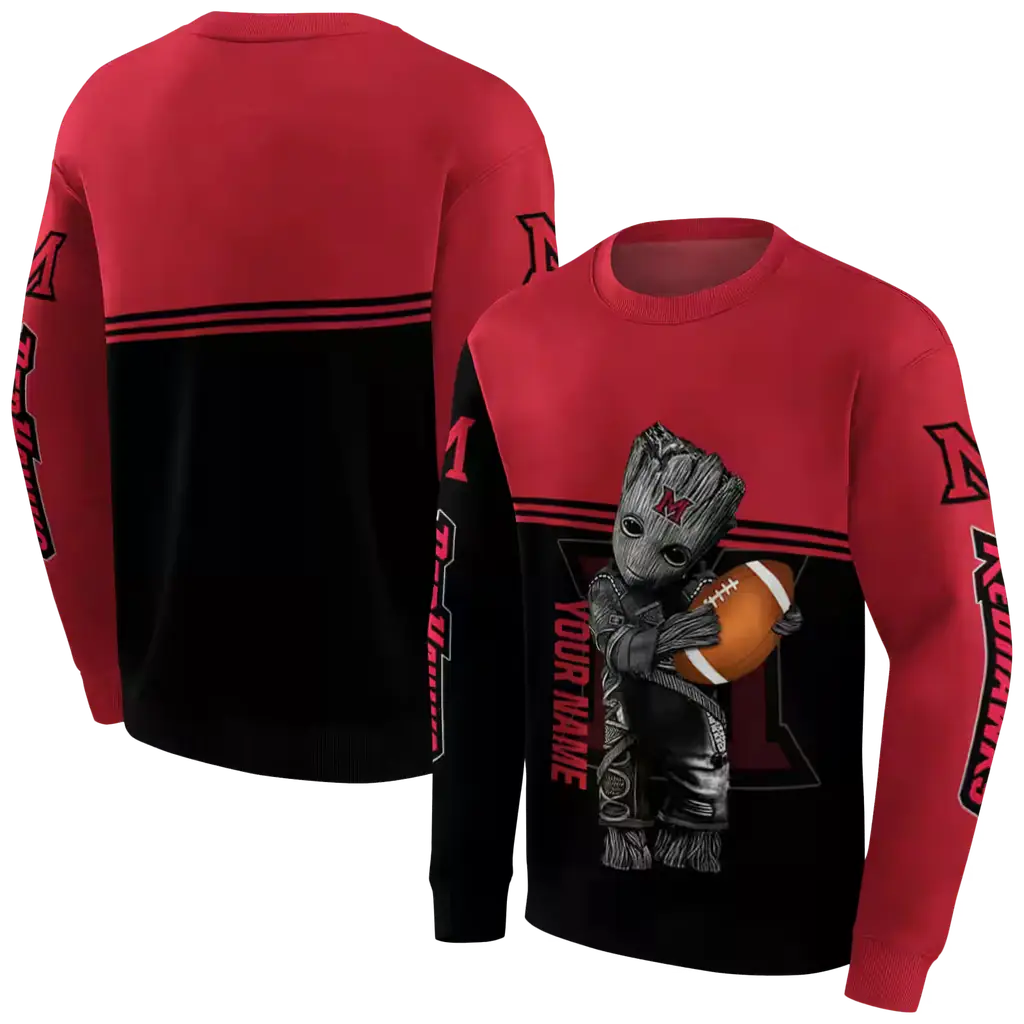 personalized miami redhawks baby groot red black hoodie premium grade personalized miami redhawks baby groot red black hoodie premium grade