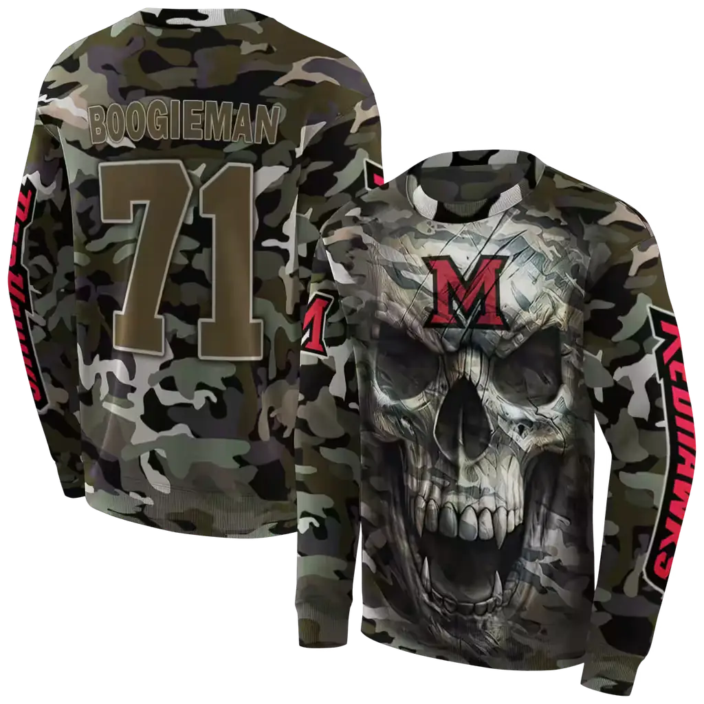personalized miami redhawks camo skull hoodie premium grade personalized miami redhawks camo skull hoodie premium grade