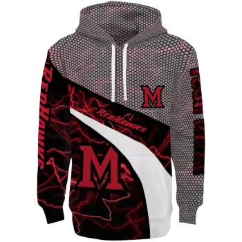 personalized miami redhawks hexagonal mesh red black gray hoodie best selling