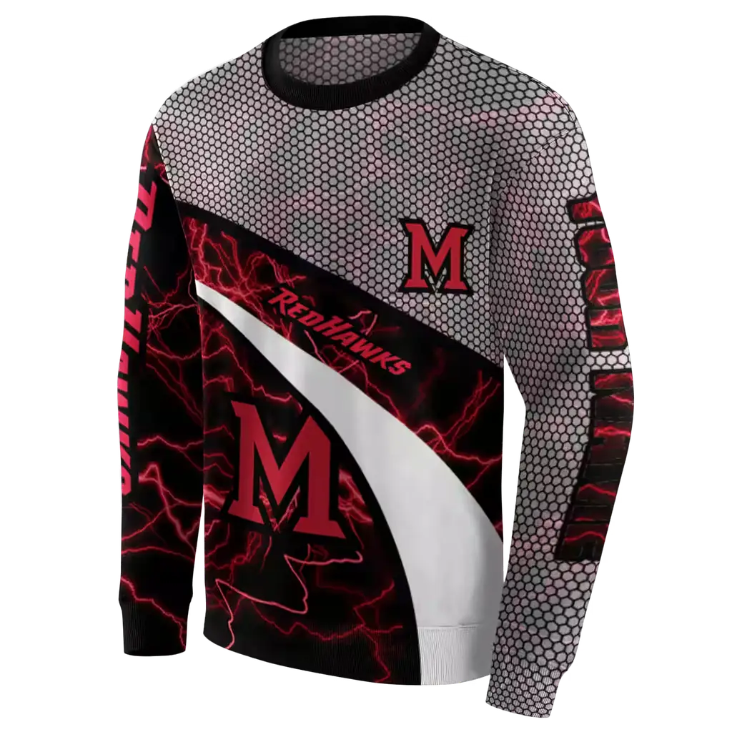 personalized miami redhawks hexagonal mesh red black gray hoodie new arrival personalized miami redhawks hexagonal mesh red black gray hoodie new arrival