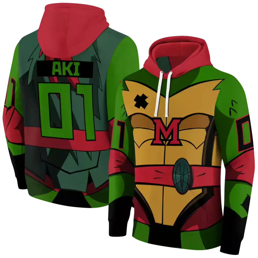 personalized miami redhawks superhero armor red green hoodie fashion forward personalized miami redhawks superhero armor red green hoodie fashion forward