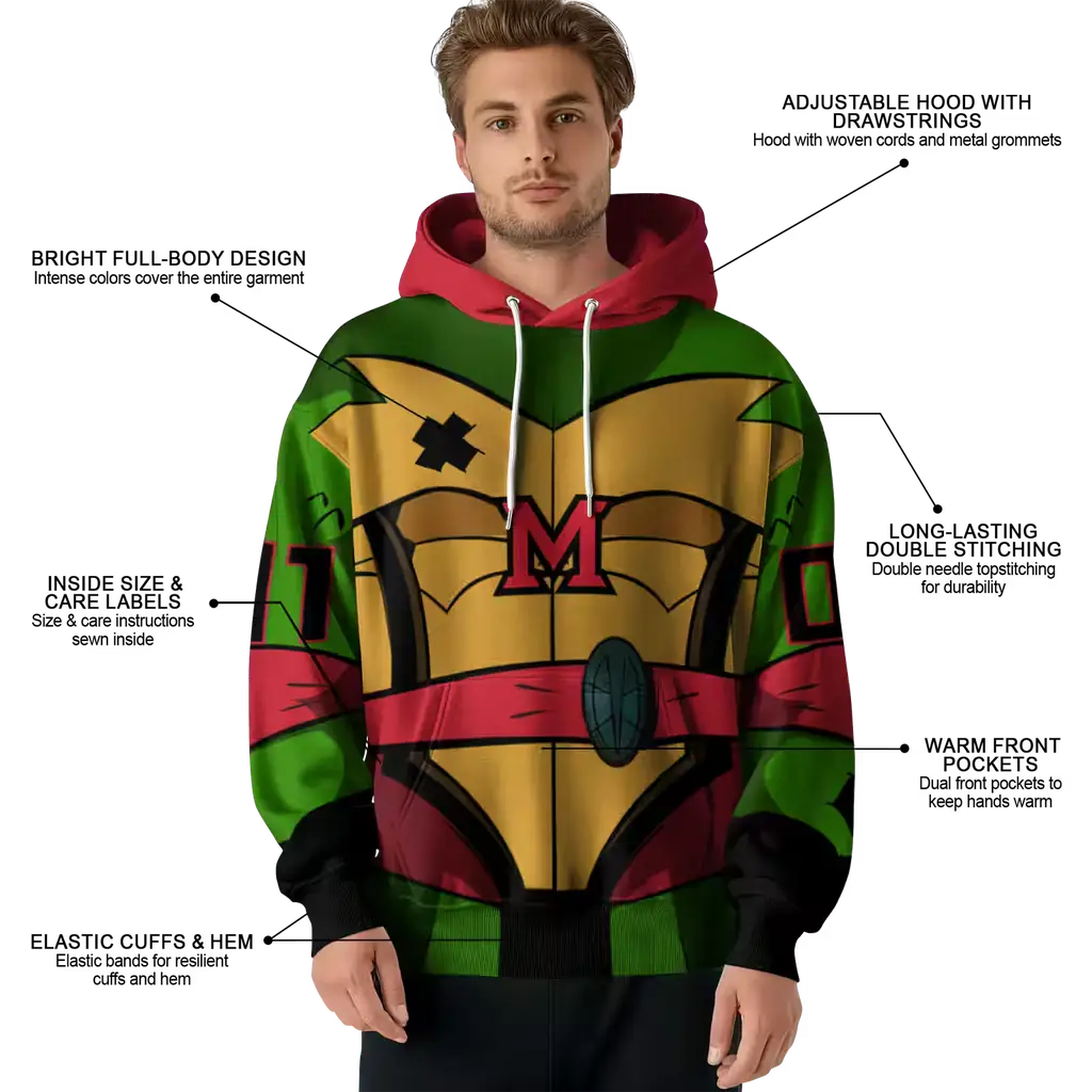 personalized miami redhawks superhero armor red green hoodie latest model personalized miami redhawks superhero armor red green hoodie latest model