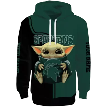 personalized michigan state spartans baby yoda green black hoodie best selling