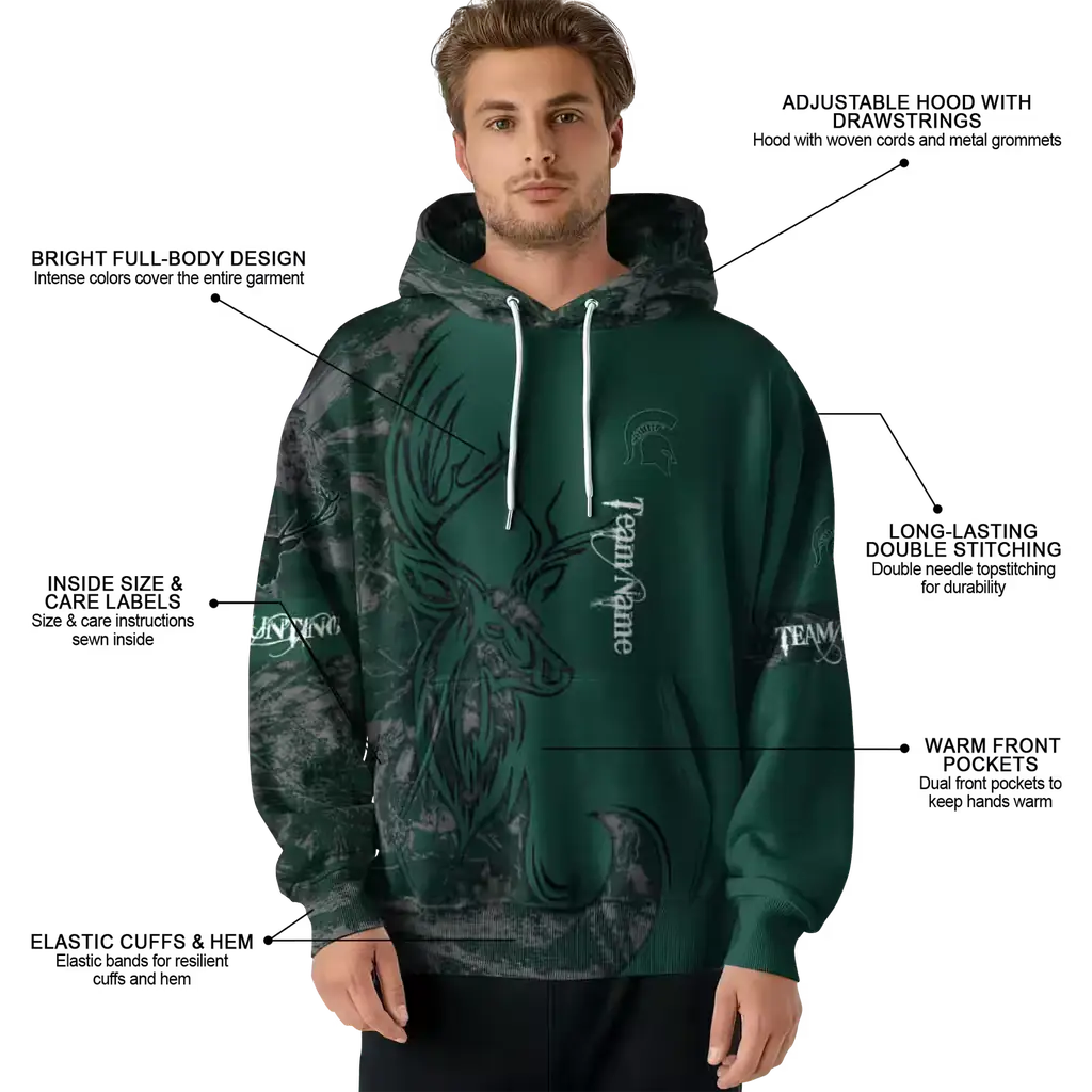 personalized michigan state spartans deer silhouette green hoodie latest model personalized michigan state spartans deer silhouette green hoodie latest model