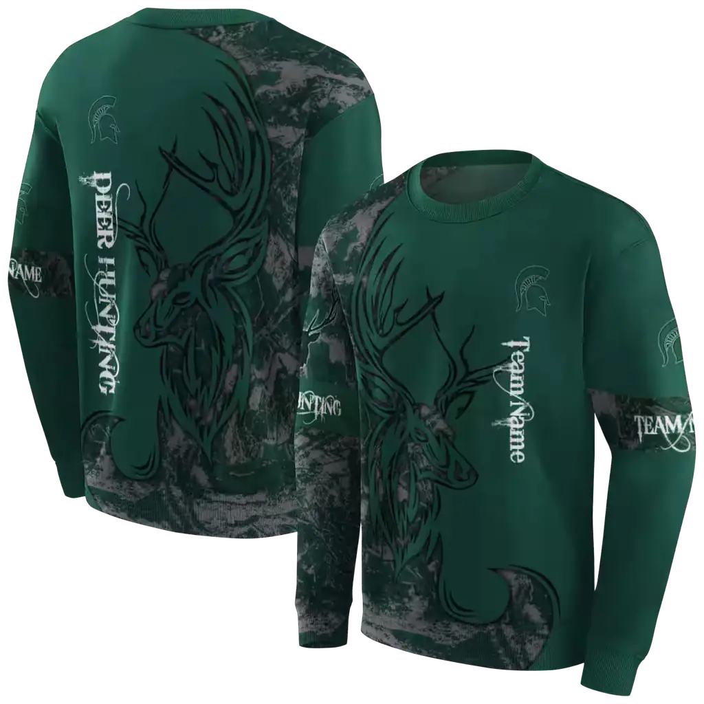 personalized michigan state spartans deer silhouette green hoodie premium grade personalized michigan state spartans deer silhouette green hoodie premium grade