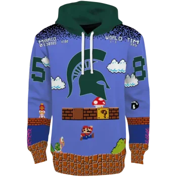 personalized michigan state spartans mario blue black hoodie best selling