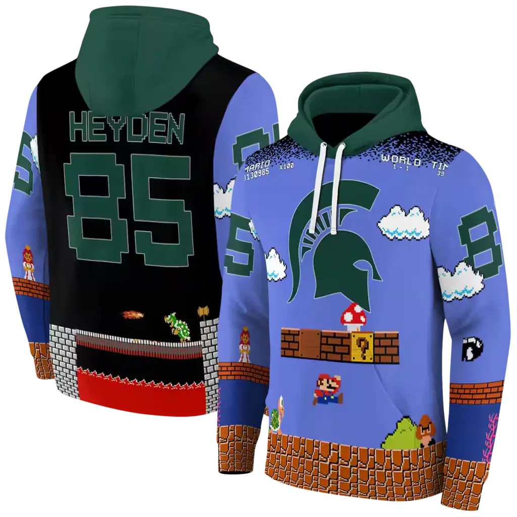 personalized michigan state spartans mario blue black hoodie fashion forward personalized michigan state spartans mario blue black hoodie fashion forward