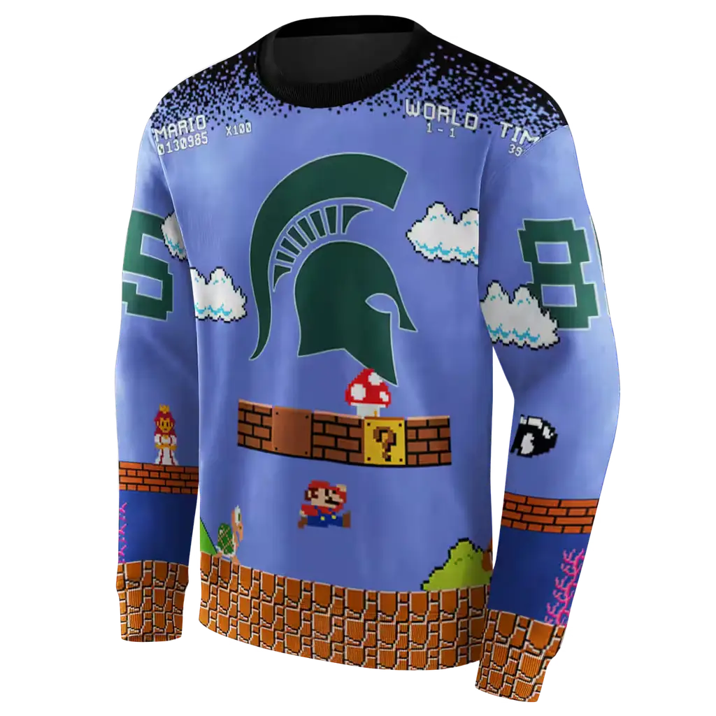 personalized michigan state spartans mario blue black hoodie new arrival personalized michigan state spartans mario blue black hoodie new arrival