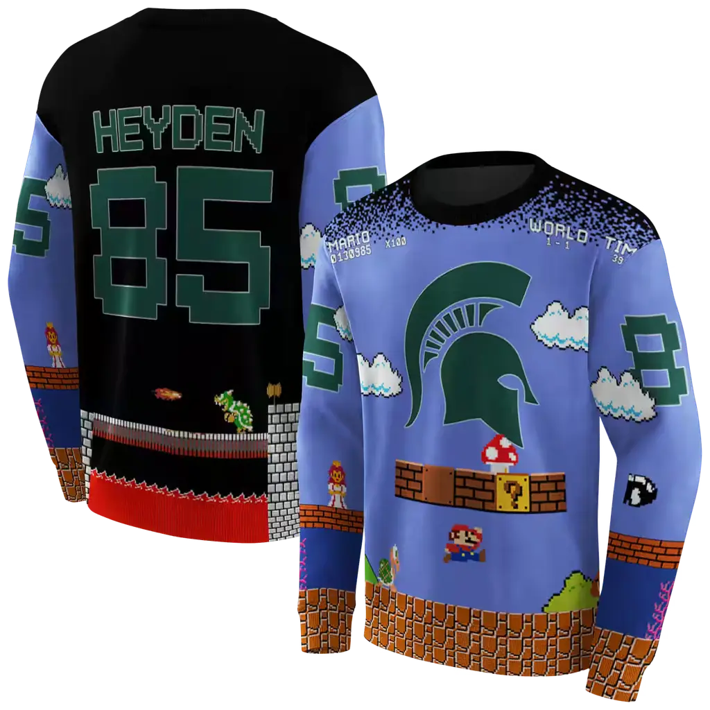 personalized michigan state spartans mario blue black hoodie premium grade personalized michigan state spartans mario blue black hoodie premium grade