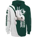 personalized michigan state spartans peeking snoopy green hoodie best selling