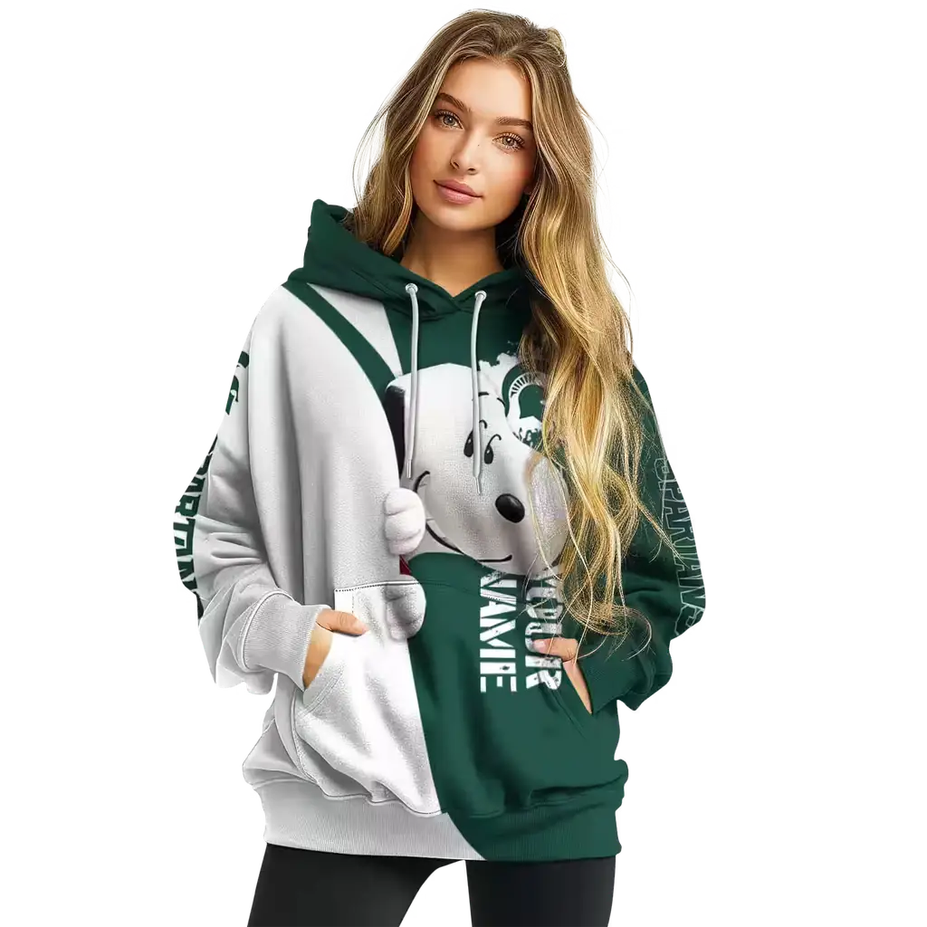 personalized michigan state spartans peeking snoopy green hoodie high quality personalized michigan state spartans peeking snoopy green hoodie high quality