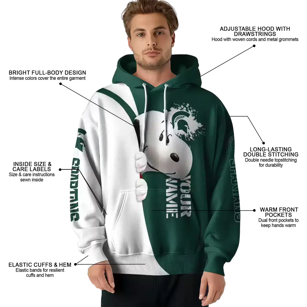personalized michigan state spartans peeking snoopy green hoodie latest model personalized michigan state spartans peeking snoopy green hoodie latest model