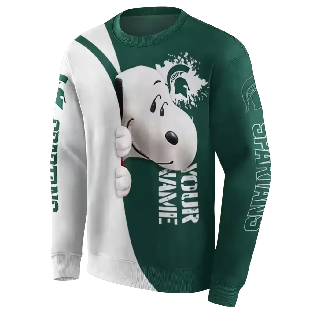 personalized michigan state spartans peeking snoopy green hoodie new arrival personalized michigan state spartans peeking snoopy green hoodie new arrival