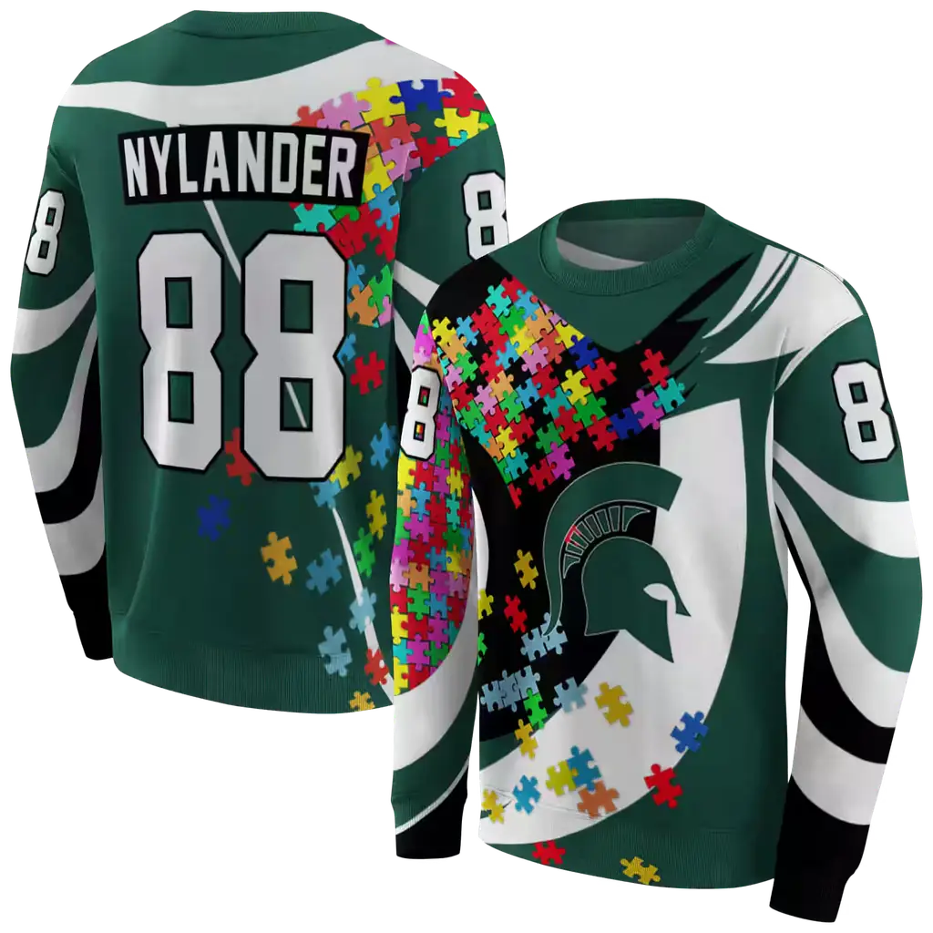 personalized michigan state spartans puzzle pieces green hoodie premium grade personalized michigan state spartans puzzle pieces green hoodie premium grade