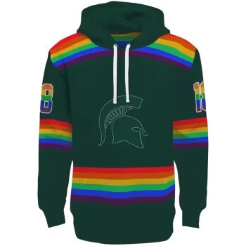 personalized michigan state spartans rainbow stripes green hoodie best selling
