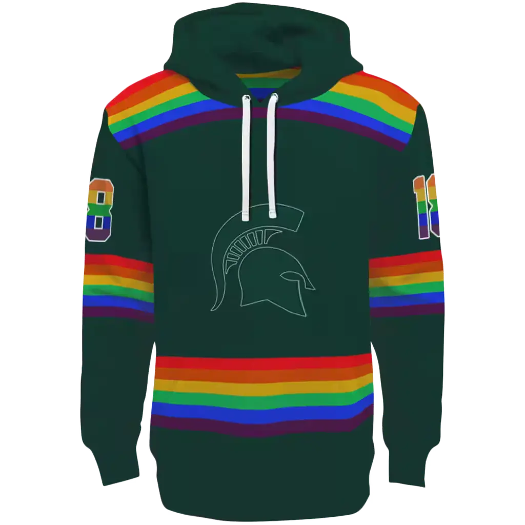 personalized michigan state spartans rainbow stripes green hoodie best selling personalized michigan state spartans rainbow stripes green hoodie best selling